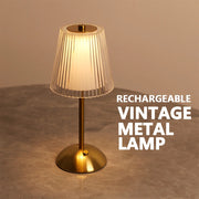 lampe table rechargeable abatjour plissé blanc noir or vintage rétro usb câble gradation lumière