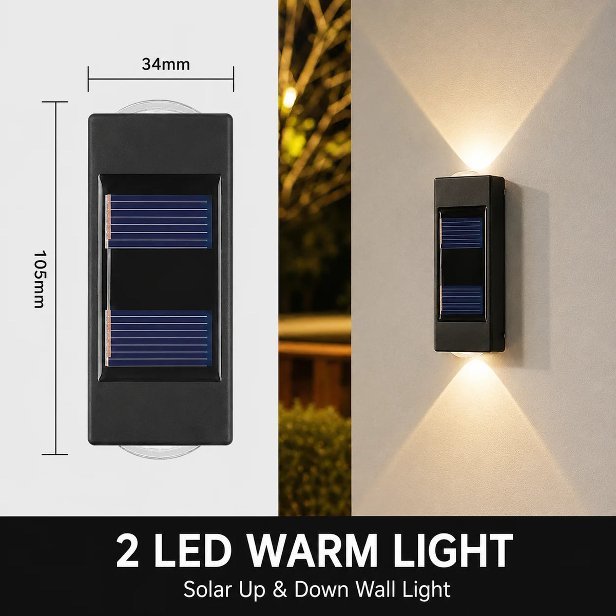 lampe murale solaire extérieure led up down 10 led moderne panneau solaire texturé murale