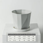Pots fleurs modernes pots plastique facettes géométriques gris blanc plateau amovibleintérieurextérieur