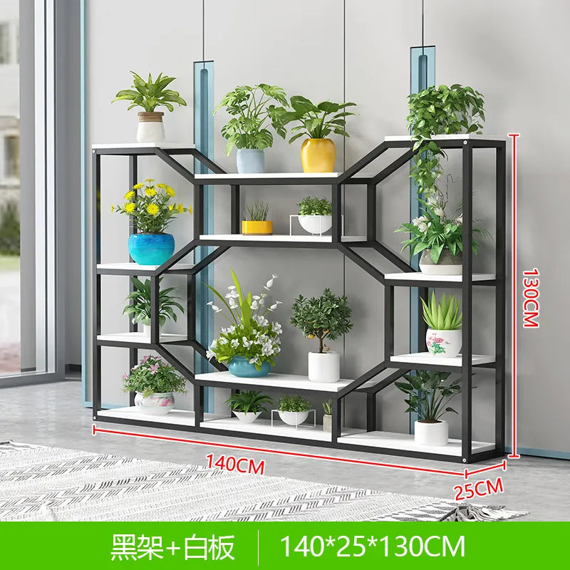 étagère modulaire métal bois industriel plantes d'intérieur pots fleurs blanc