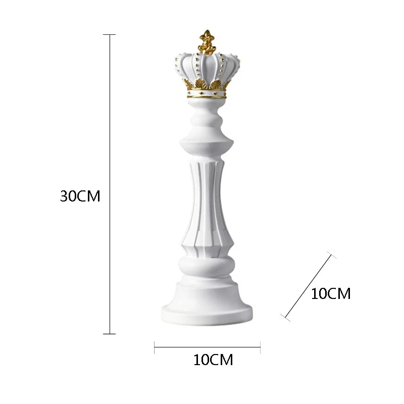 figurines échecs résine noir blanc décor salon classique chevaliers reines rois dorures intérieur