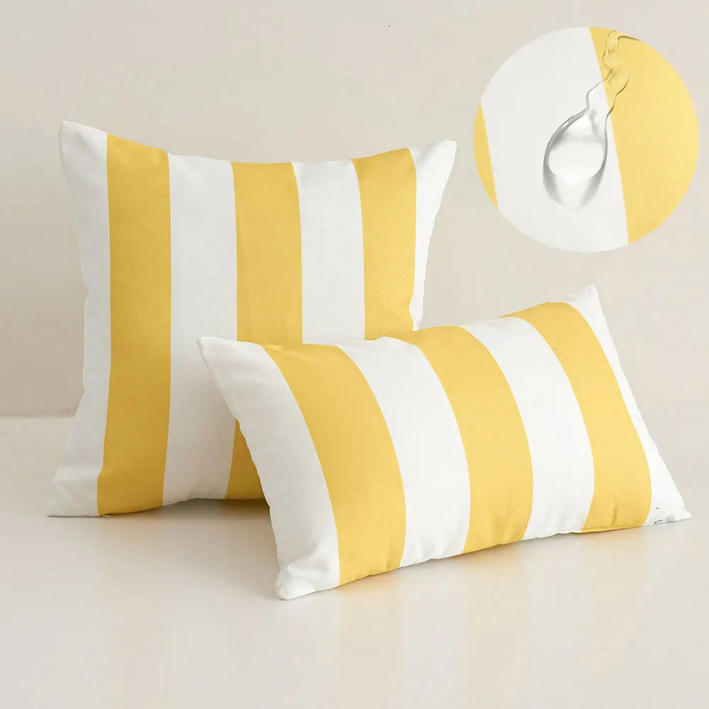 housse coussin polyester rayé blanc jaune moderne 45x45cm 30x50cm car sofa