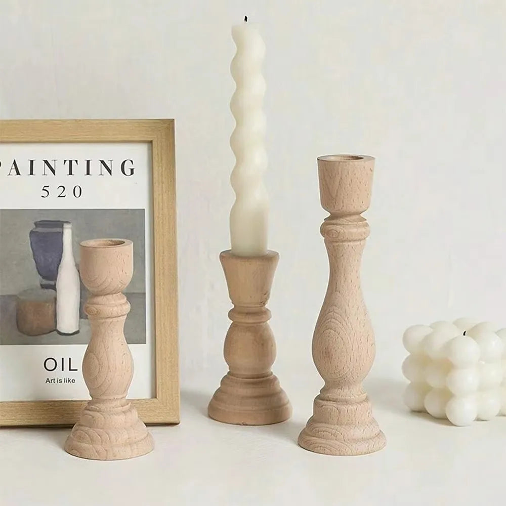 support bougie bois clair rustique decoration minimaliste bougie pilier ondulée naturelle chambre salon festive