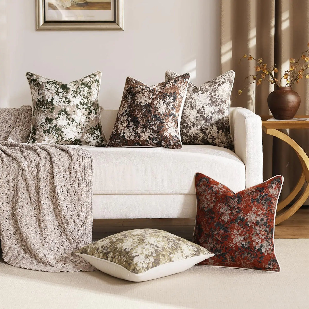coussin carré vintage motif floral multicolore 100 polyester 45x45cm sans rembourrage decoration canapé house