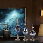 vases décoratifs bleu doré texture miroir opacité classique base solide