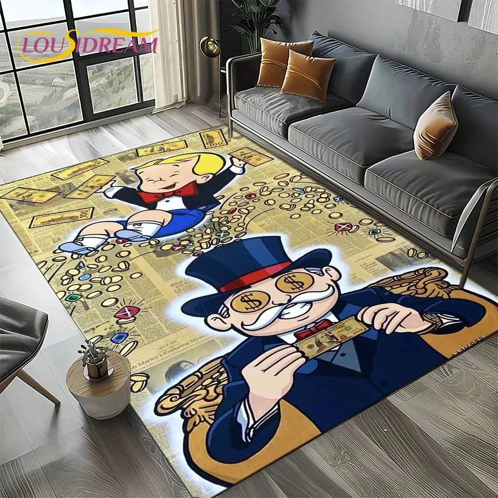 tapis sol enfant dessin animé personnages dollars décoration salon chambre tapis poil court multicolore