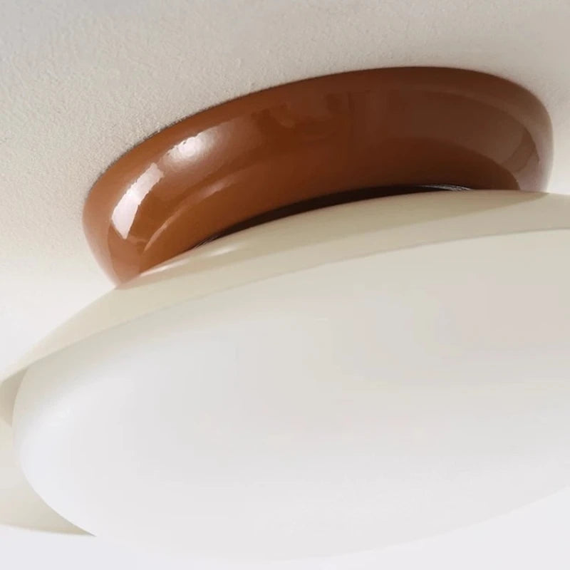 luminaire led moderne vert olive marron blanc crème minimaliste opaque fixé base métal éclairage