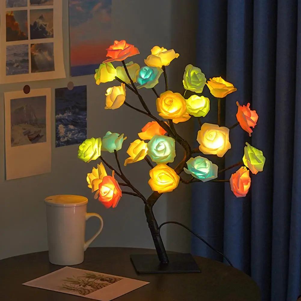 lampe posée fleurs lumineuses multicolores modernes intérieur veilleuse chambre coucher
