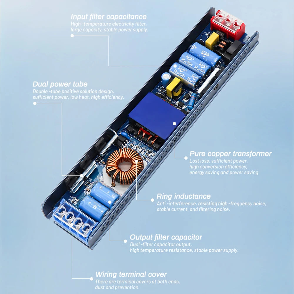 alimentation électrique led 12v 24v 100w 200w 300w 400w 500w bleu noir industrielle modernisée