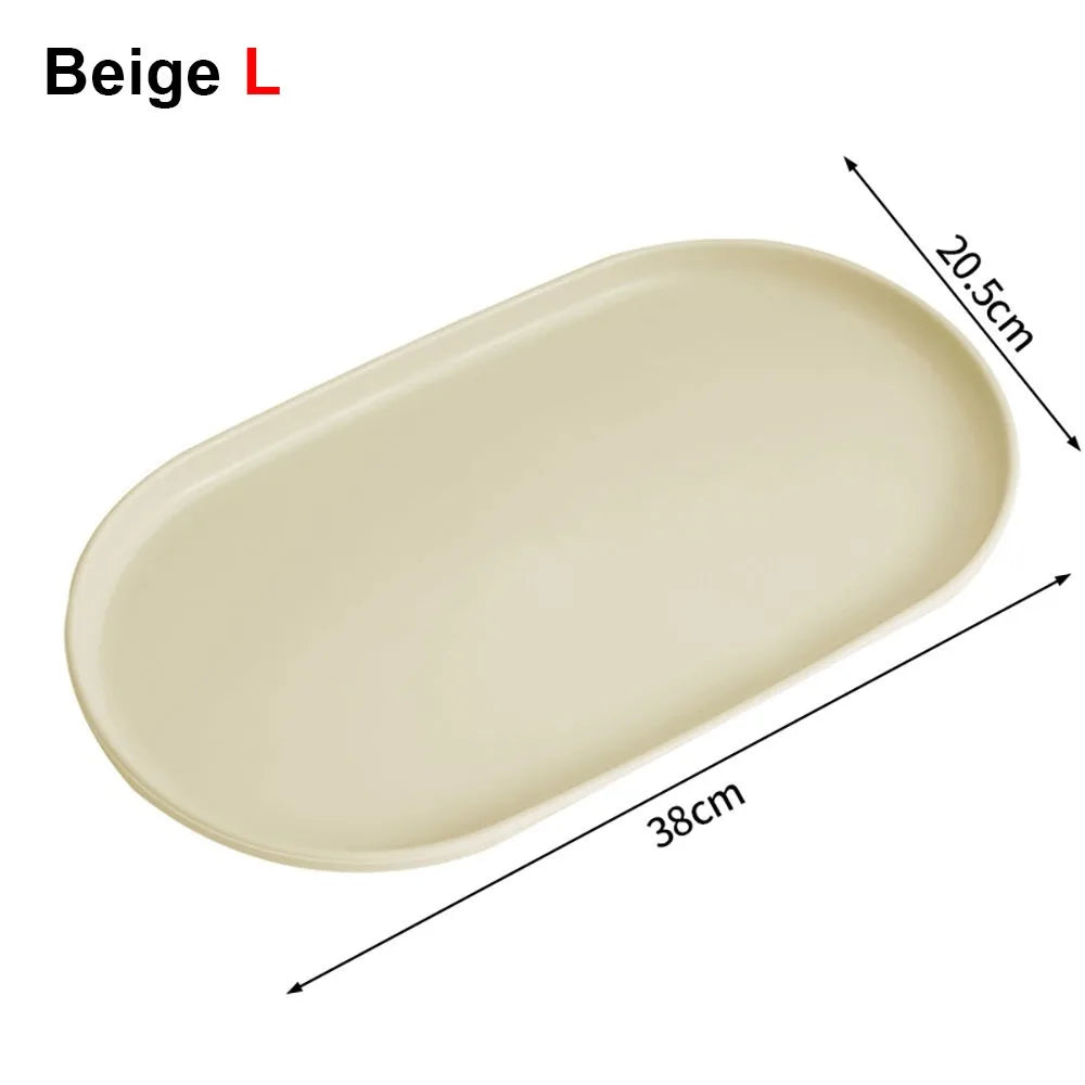 assiettes ovales modernes plastique beige marron blanc stockage cuisine plateaux rangement minimaliste