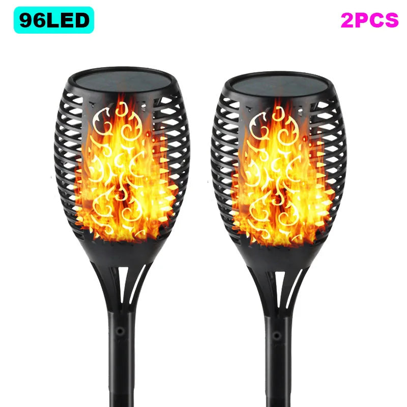 torche solaire imperméable led flamme animée moderne extérieur jardin décoration motifs floraux ip65 abs