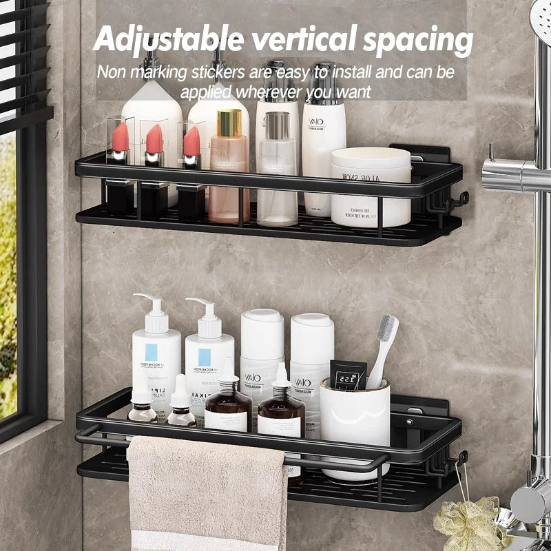 étagère murale contemporaine noire mat ventilée fixations vis imperméable double niveau
