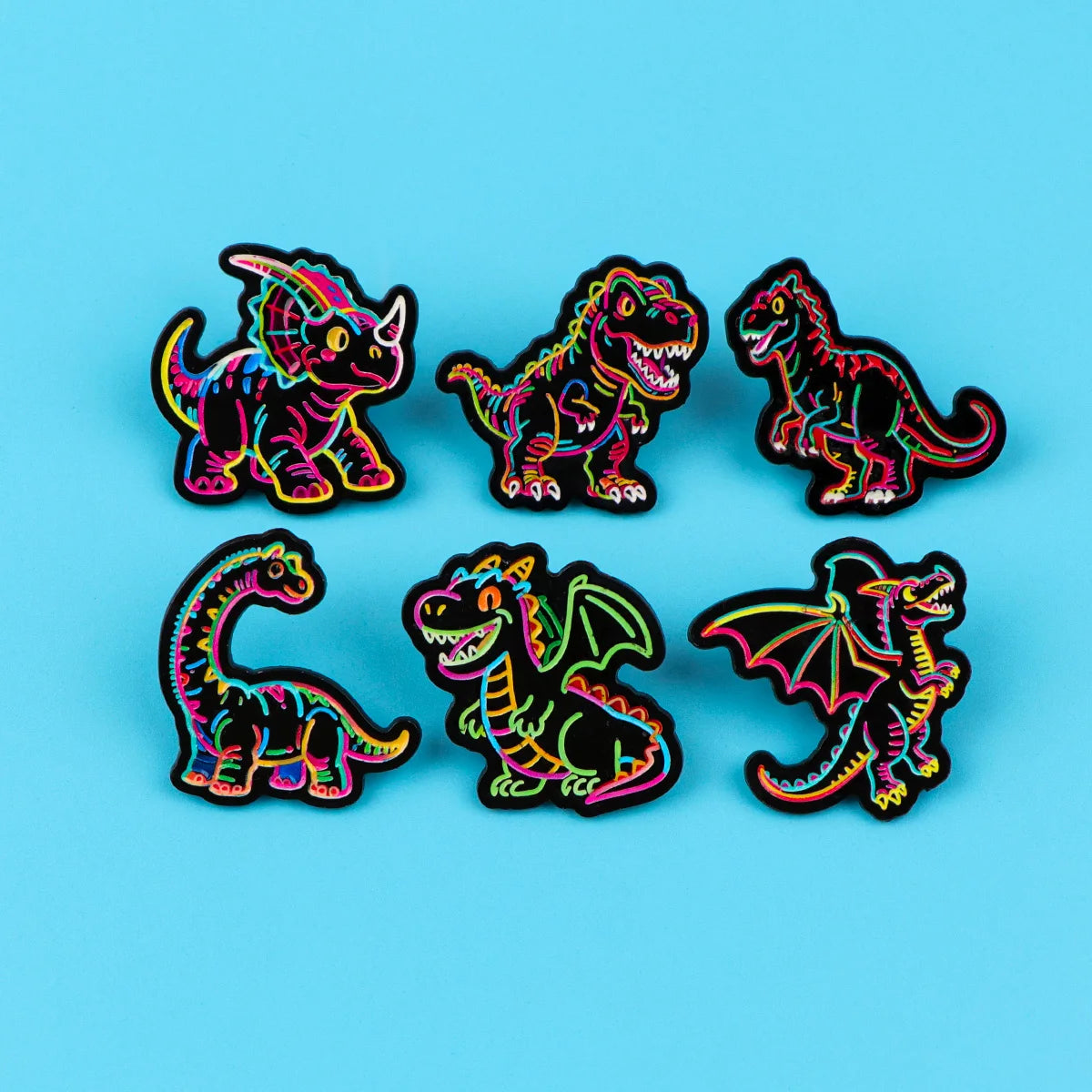 épingles broches dinosaures pop art couleurs vives accessoires cosplay bijouterie décoration sacs dos