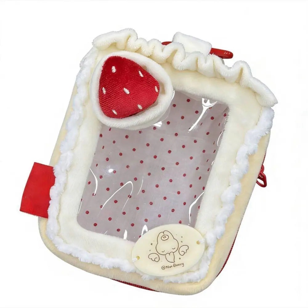 sac poupées gâteau kawaii fenêtre transparente doublure pelucheuse couleurs vives ours pendentif figurines collectionnement