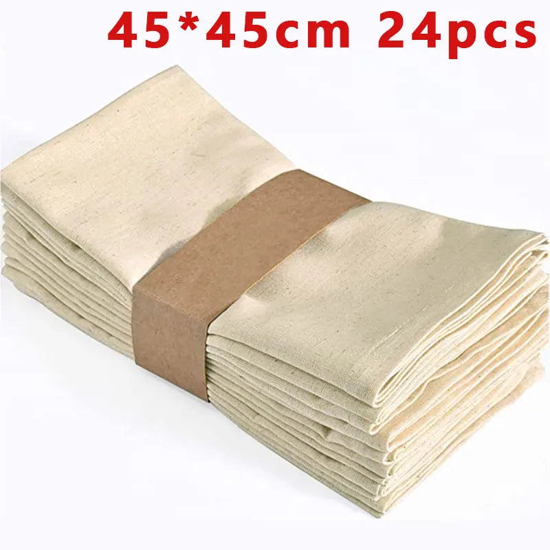 serviettes polyester 40x40cm 45x45cm pack 12 24 texture lin classique anneaux métalliques