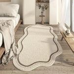 tapis moderne doux moelleux anti dérapant polyester beige clair chambre salon 100x150cm