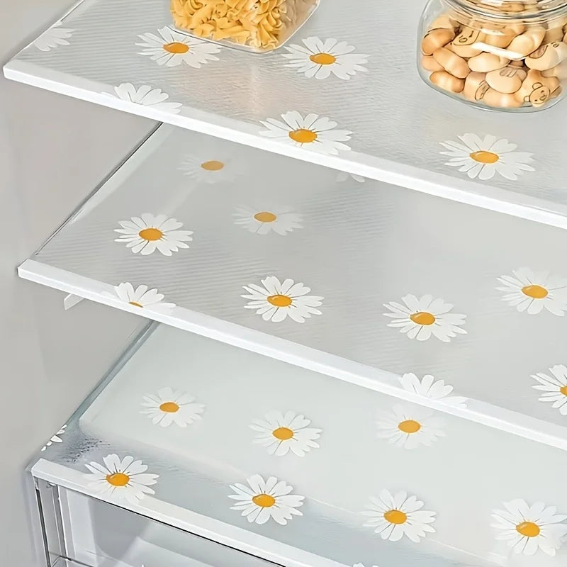 tapis imperméables eva adhésifs fleurs marguerites blancs centres jaunes modernes 5pcs 45x30cm