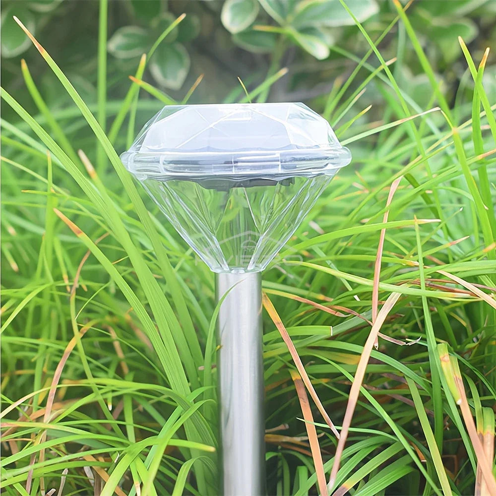 lampe jardin solaire diamant moderne blanc ip65 led étanche ambiance nocturne décorationextérieur