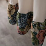 nappe table ronde jacquard floral couleurs vives blanc bleu rose vintage romantique polyester coton