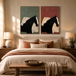 tableau abstrait cheval noir moderne minimaliste toile sans cadre vertical