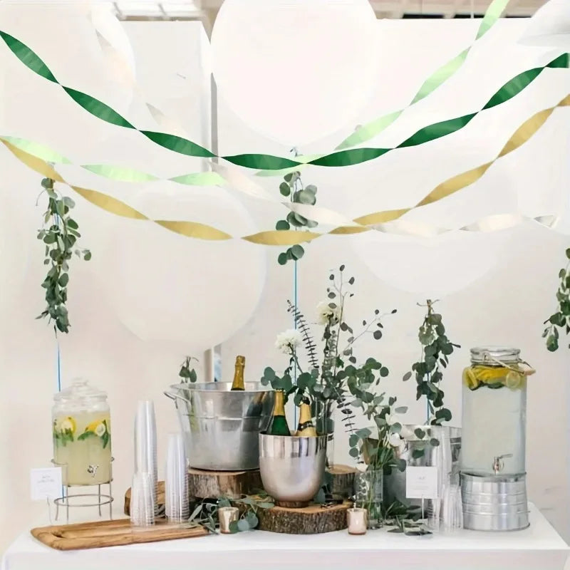 rubans papier vert doré rayures modernes decoration anniversaire mariage festive