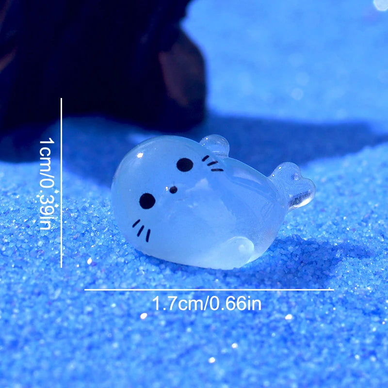figurines baleines blancs translucides cartoon yeux narines ornement bricolage accessoires jardin nocturne lueur