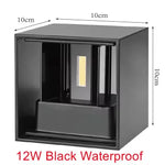 lampe murale led moderne étanche ip65 6w 12w noir blanc verre borosilicate
