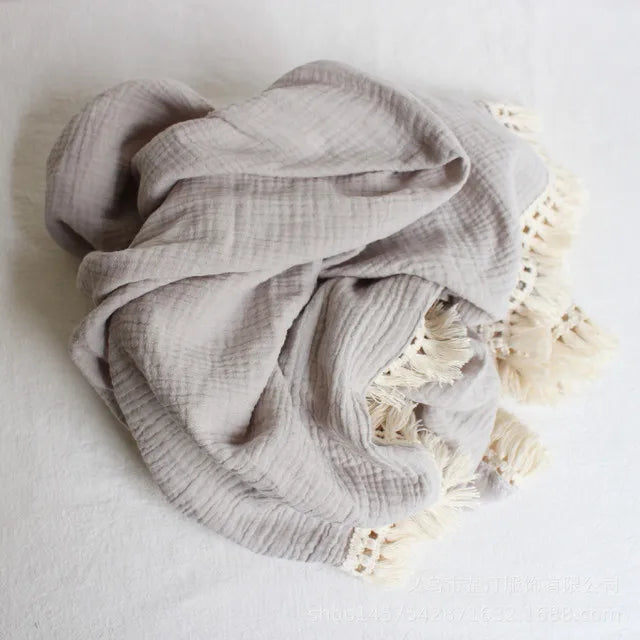 couverture bébé coton imprimé fleur gris clair bohème écharpe adhésive