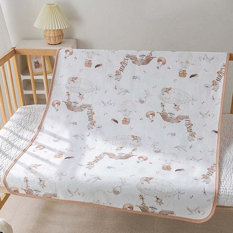 drap berceau imperméable coton reutilisable rayures ours lapins animaux coeurs clips