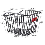 panier vélo noir maille métallique clips fixation poignée durable universel extérieur moderne