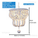 lustre vintage blanc bleu gris bois lumières chaîne métallique