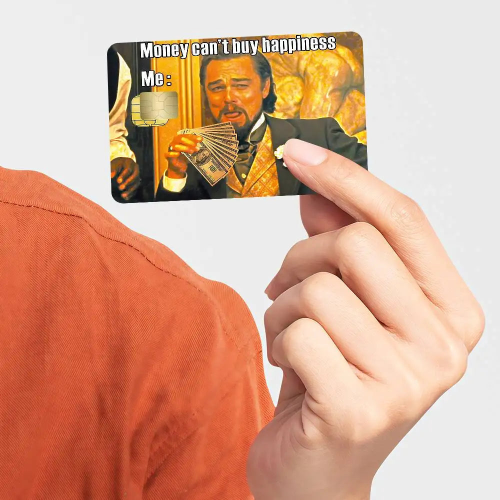 autocollants carte crédit homme billets fond ornemental waterproof classiques or noir blanc