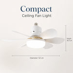 ventilateur lumière led 30w télécommande blanc moderne minimaliste contemporain fonctionnel