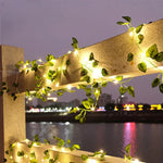 guirlande lumineuse solaire feuilles vertes motif veiné transparent extérieur décoration jardin