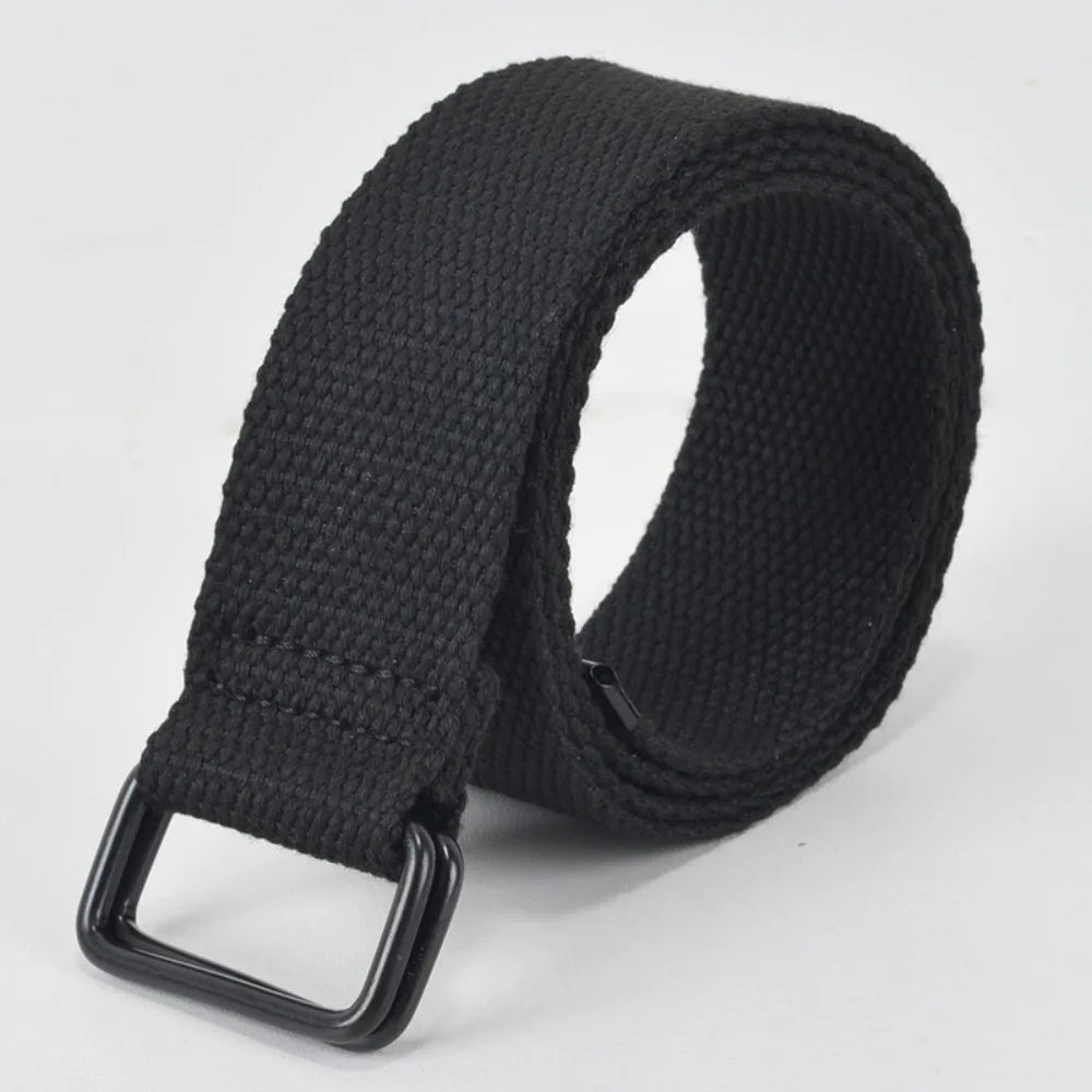 ceinture tissu épais couleur marron noir simple moderne boucle noire adultes unisexe orage vert