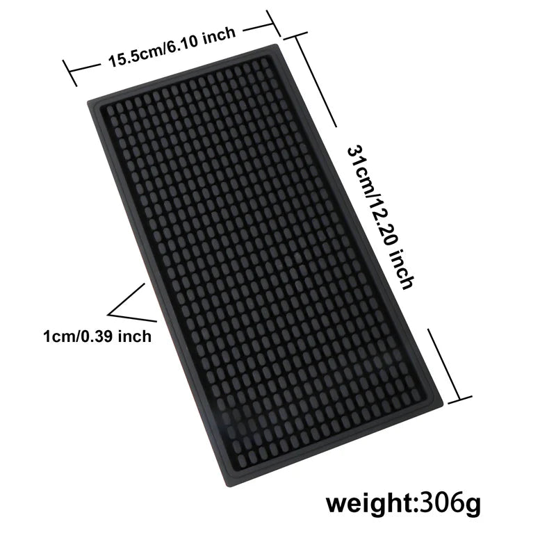 tapis bar moderne silicone bleu gris noir blanc texture points 15.5cm 31cm résistant déversement