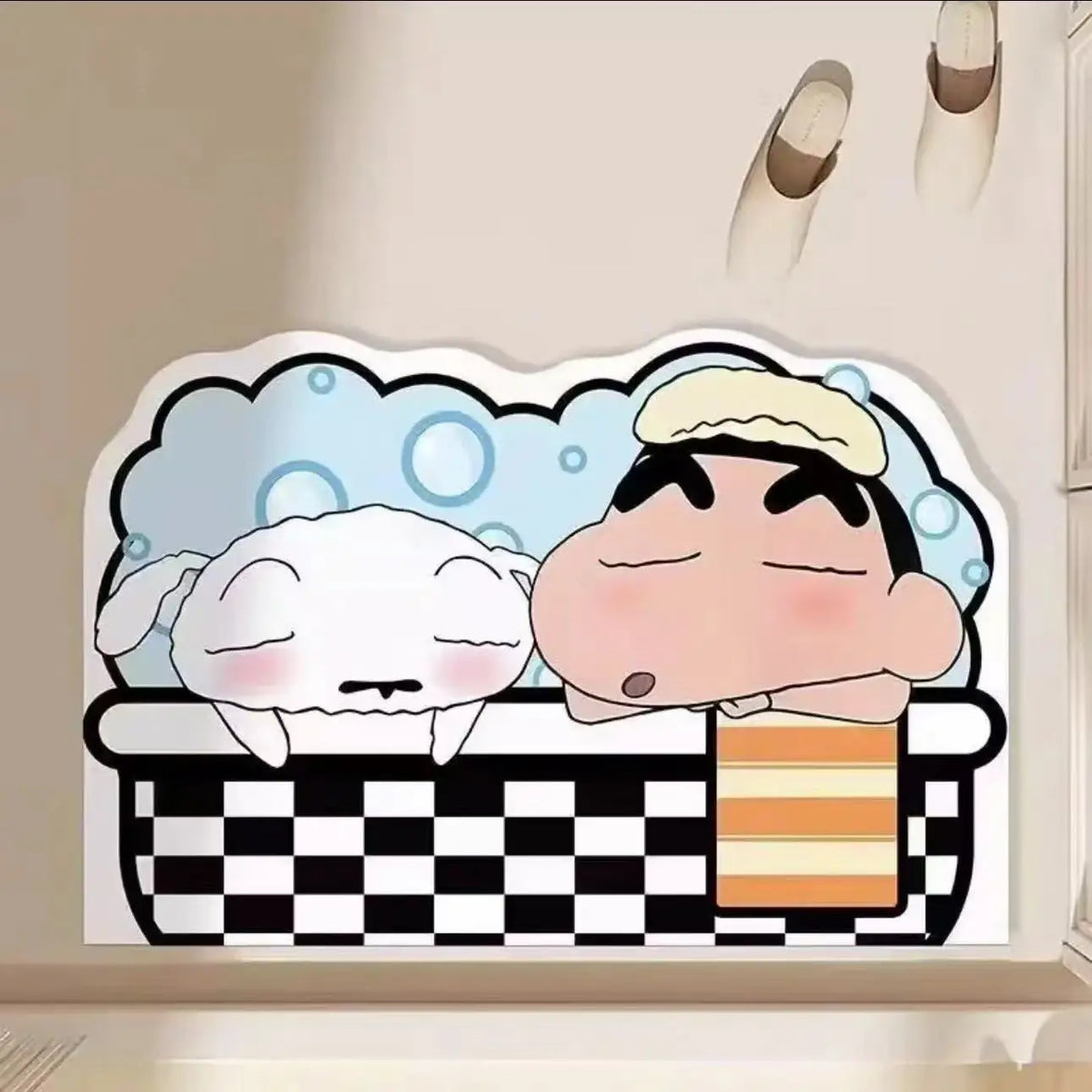 tapis bain absorbant eau rapide sec cartoon personnages shin chan géométrique bulles antidérapant