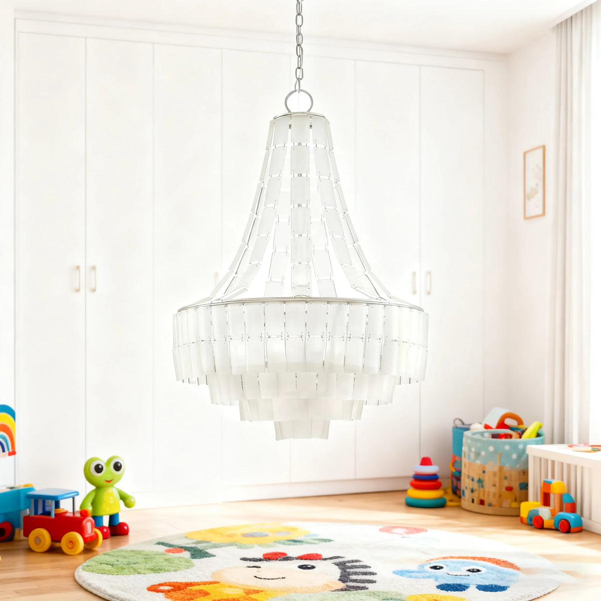 lustre moderne géométrique vert doré blanc transparent chambre salon