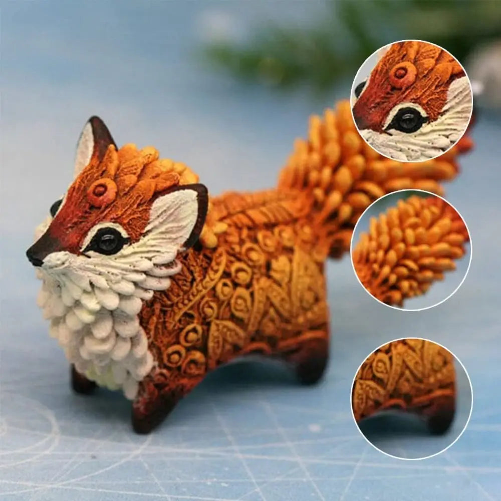 figurines renard décoratives résine ornements totem artistiques orange marron blanc