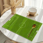 tapis table moderne vert terrain football adhésif cuillère fourchette couteau tasse soucoupe livre vase