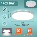 Lampe moderne LED radar détecteur mouvement 220V blanc abs murale