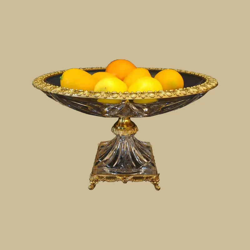 bol fruits pied transparent doré décoration élégante cristal métal vintage classic deco