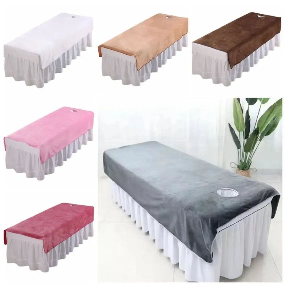 couvre lit massage velours gris blanc rose marron clair doux moderne 80x200cm 120x200cm