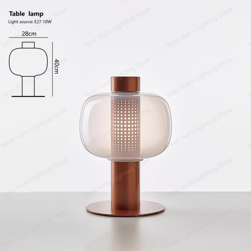 lampe table moderne ambre gris perforations circulaires transparente led 11w 15w chambre salon