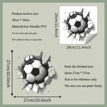 sticker mural 3d football fissures adhésif noir blanc decoration chambre enfant resistant eau 29cm