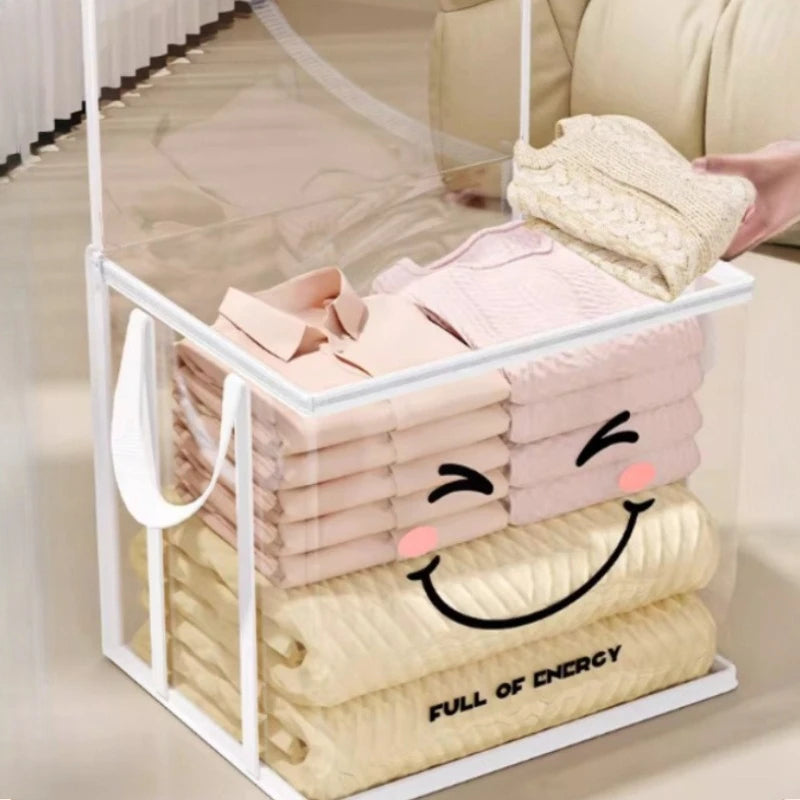 boîtes rangement pliables transparentes motifs sourires poignées modernes ludiques FULL OF ENERGY TIDY STORAGE