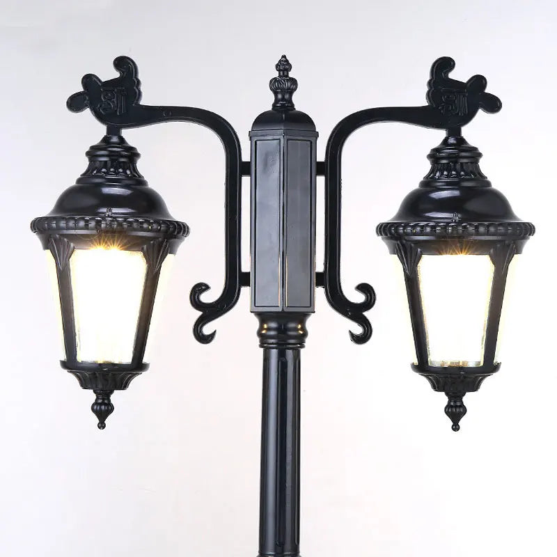 lampe rue extérieure led verre opalin classique ornements métalliques deux lampes ip65 flux lumineux