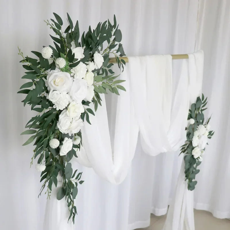 arche décoration mariage rose blanche vert eucalyptus romantique intérieurextérieur 90x55cm 75x30cm