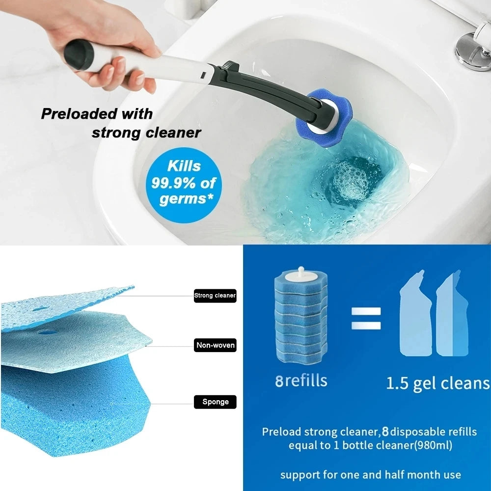 brosse toilette jetable bleu blanc rechargeable nettoyant moderne pratique récharges