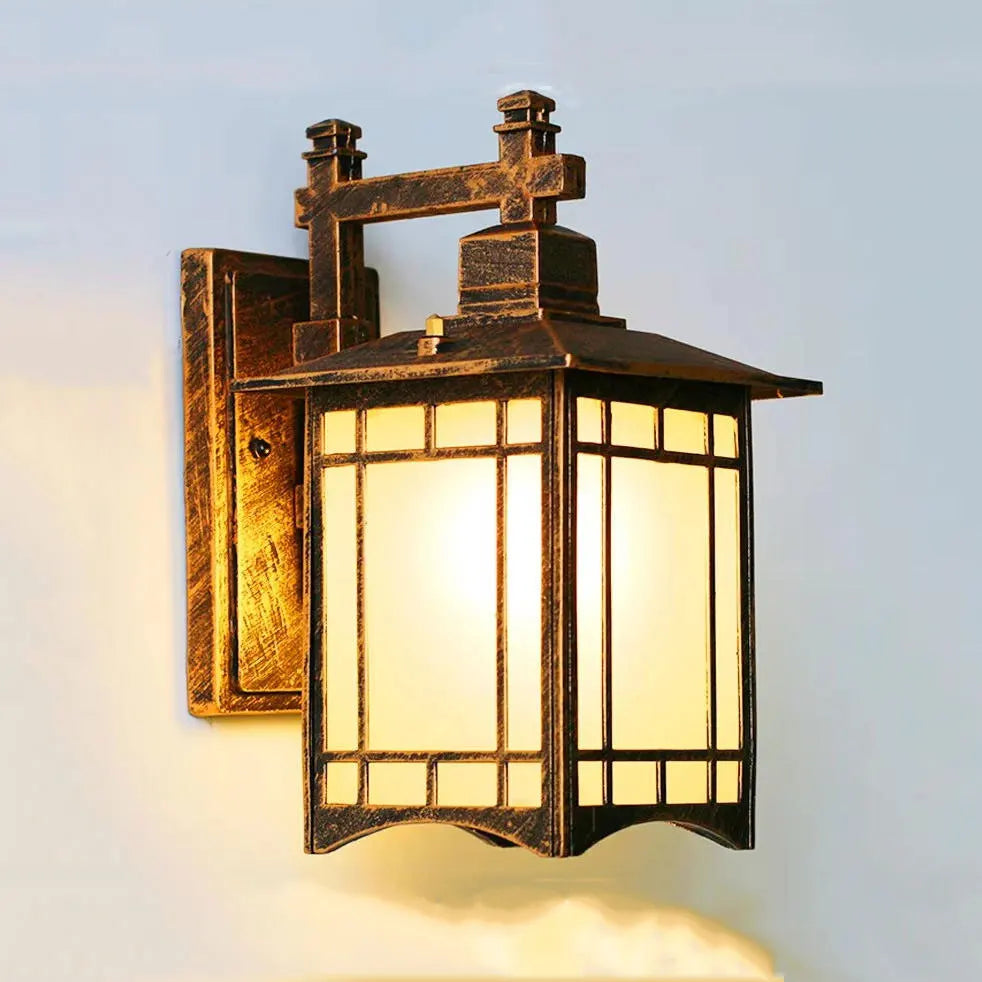 lampe murale noir beige grille fenêtre finition métallique classique rustique ampoule E27 LED IP65